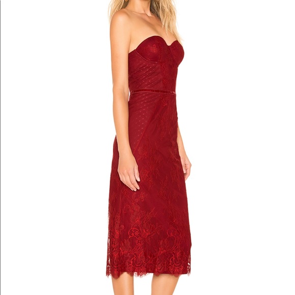 NWT Lovers + Friends Tinley Red Lace Midi Dress - Picture 2 of 8